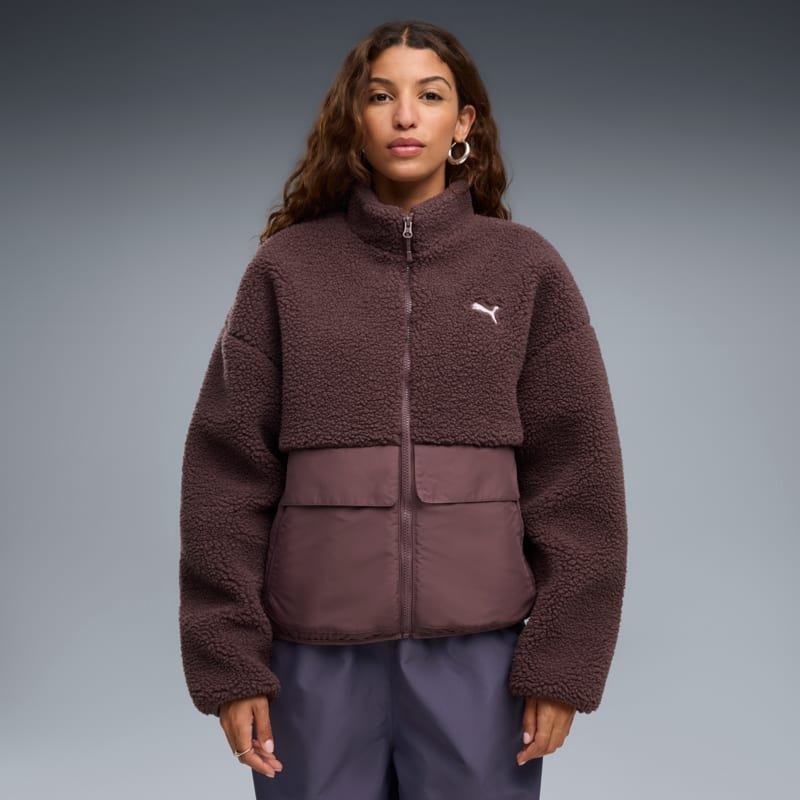 PUMA Sportstyle RE:FIBRE Geniş Kesim Polar Ceket Ceket – ikinci el, Kahverengi, İyi 3