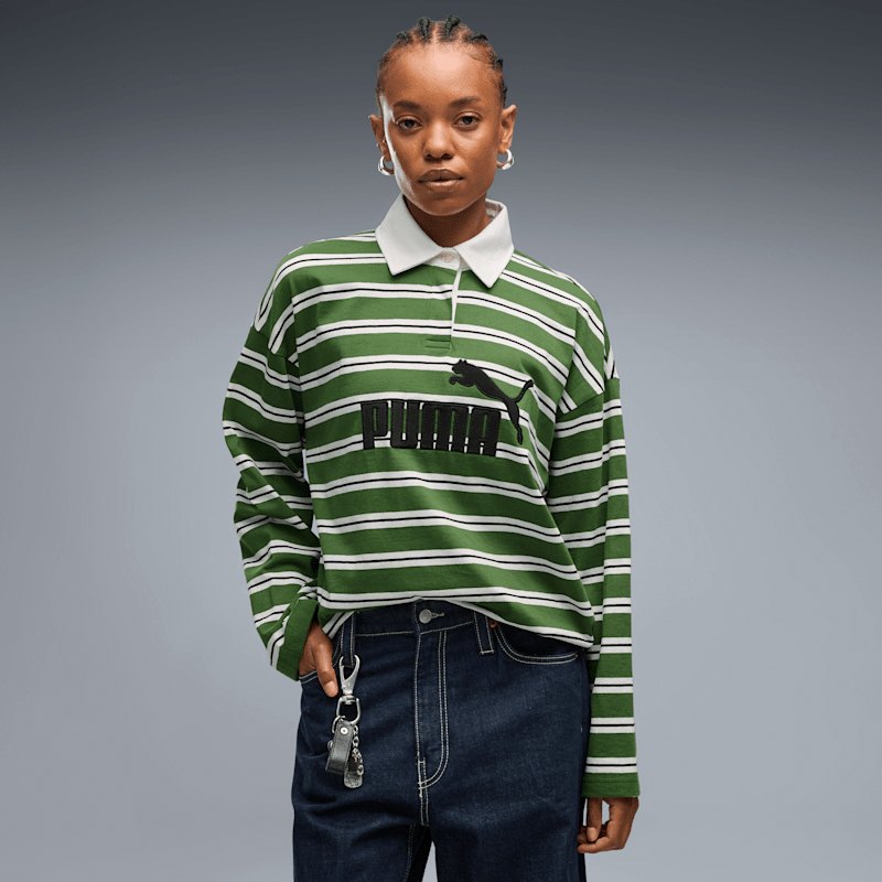 PUMA Sportstyle ESSENTIALS Elevated Rugby Polo Tişört & Polo – ikinci el, Yeşil, İyi 3